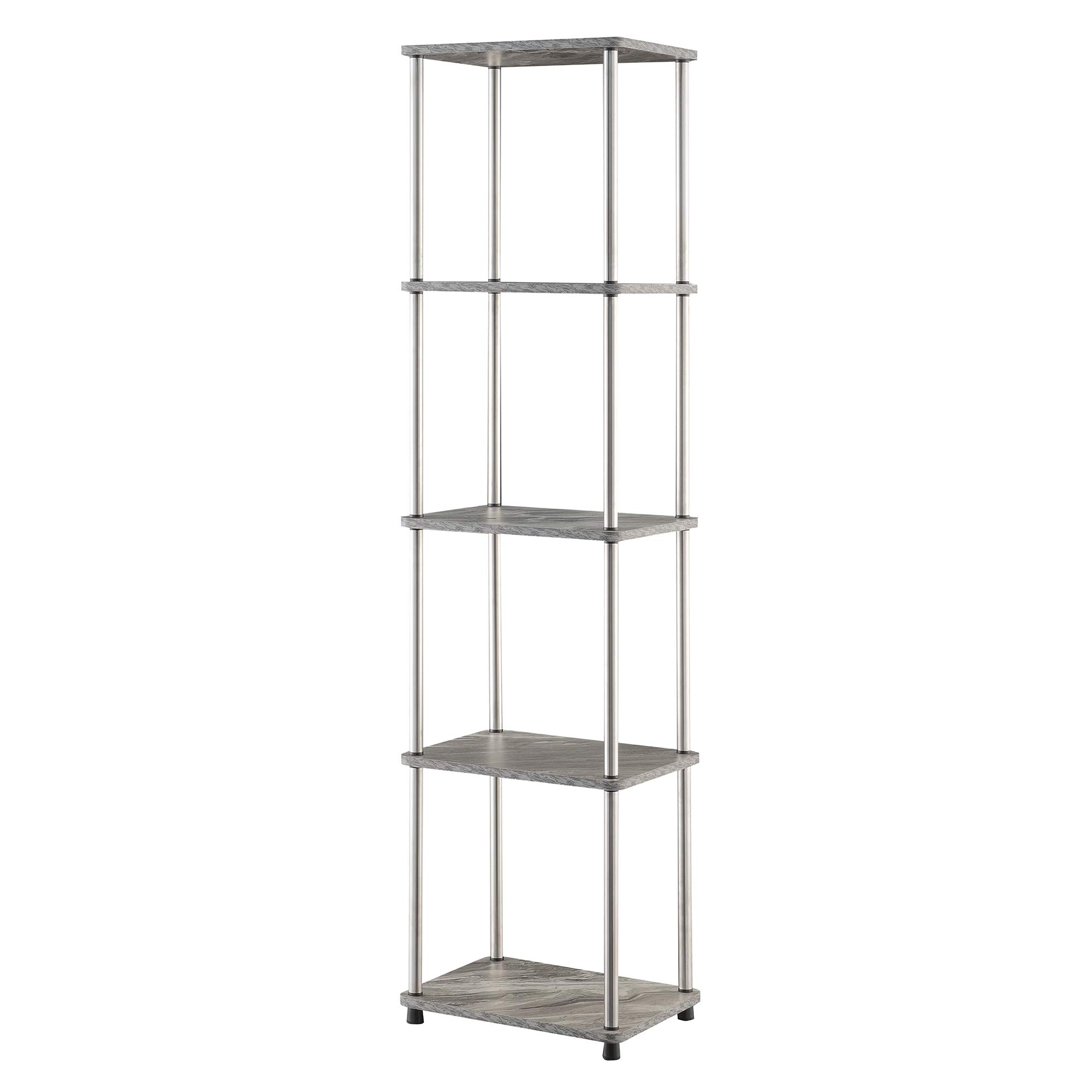 Convenience Concepts Designs2Go No Tools 5-Tier Tower, Faux Gray Marble/Chrome