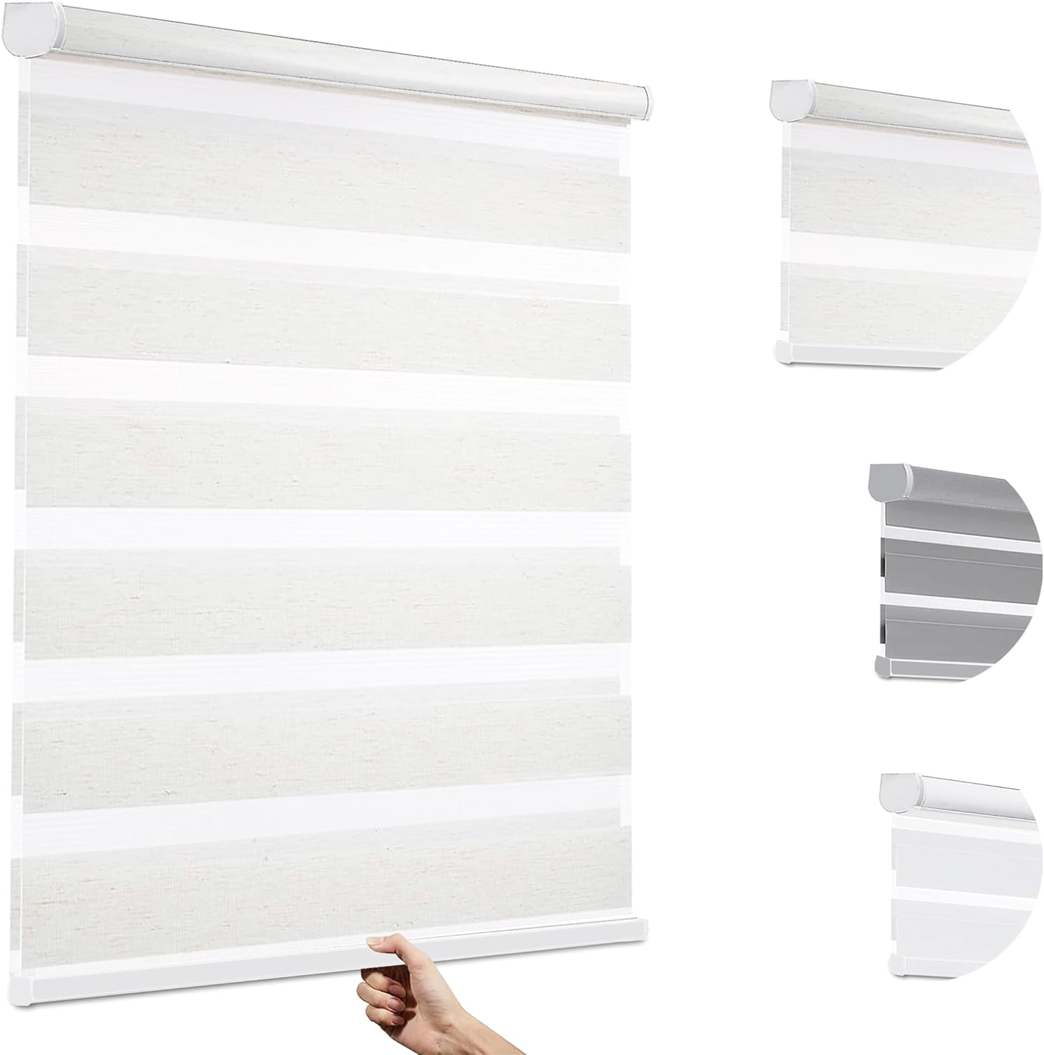 Flamax Dual Layer Cordless Zebra Roller Shades,Cordless