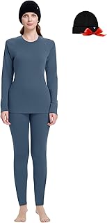 Sponsored Ad - woolcano Women's 100% Merino Wool Base Layer Sets - Light and Midweight Thermal Underwear Gifts Pack with W...