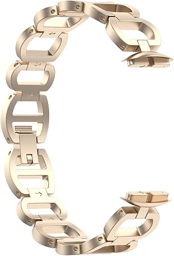 Miniatura 5 de Bandas de acero inoxidable compatibles con Fitbit Luxe, elegante pulsera de metal con cadena de vaquero para accesorios de lujo, mujeres y hombres