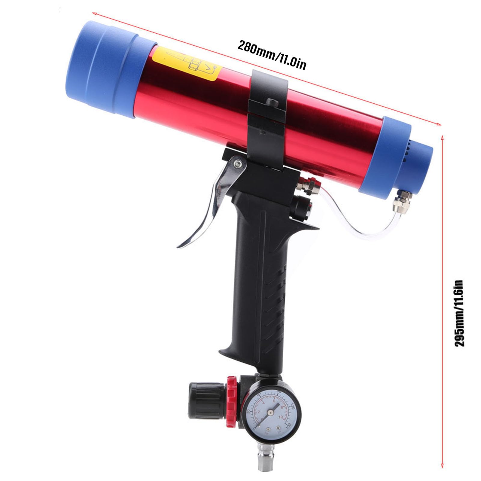 Pneumatyczny pistolet do uszczelniania z zaworem regulującym ciśnienie i konstrukcją ze stopu aluminium – pneumatyczny aplikator uszczelniacza do kartuszy 310 ml – do montażu w