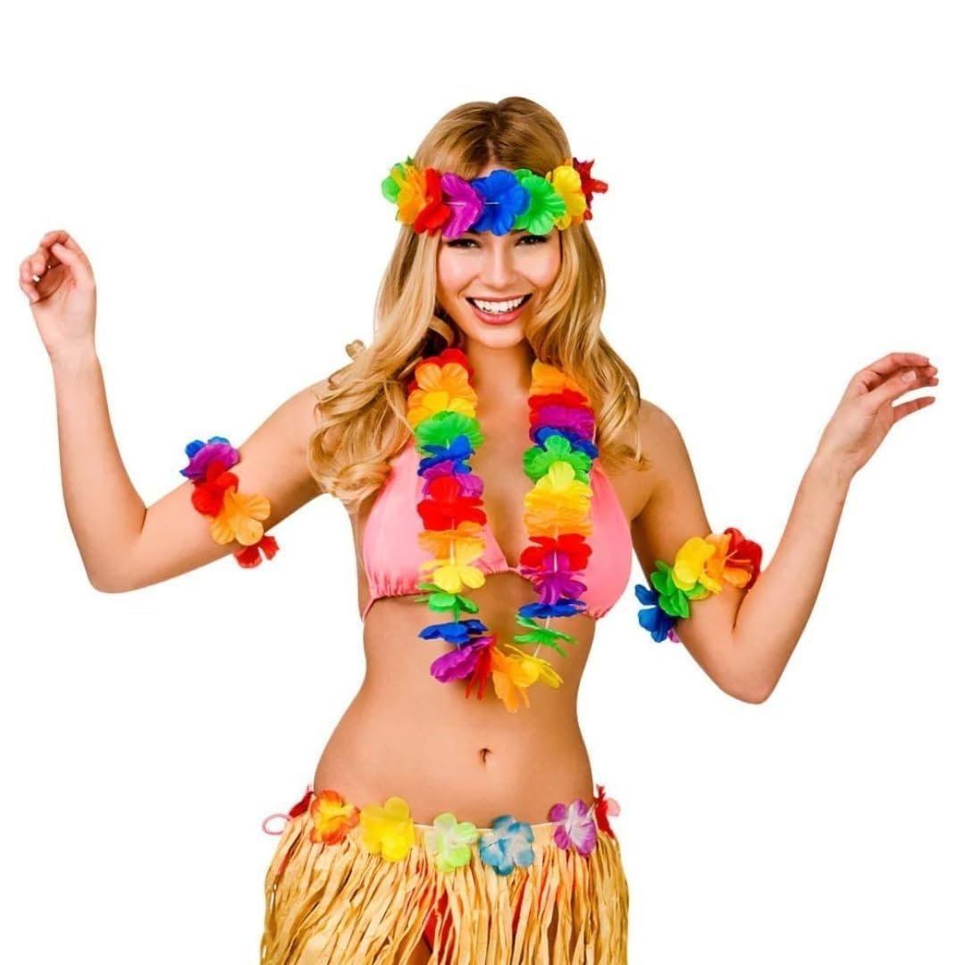 Wanna Party Lei Set Garland Multicolor, Hawaiian Lei Garland, Hawaii Flower Necklace, Lei Garland for Luau Beach Party,Hawaiian Party,Pool Party,Wedding Carnivals & more