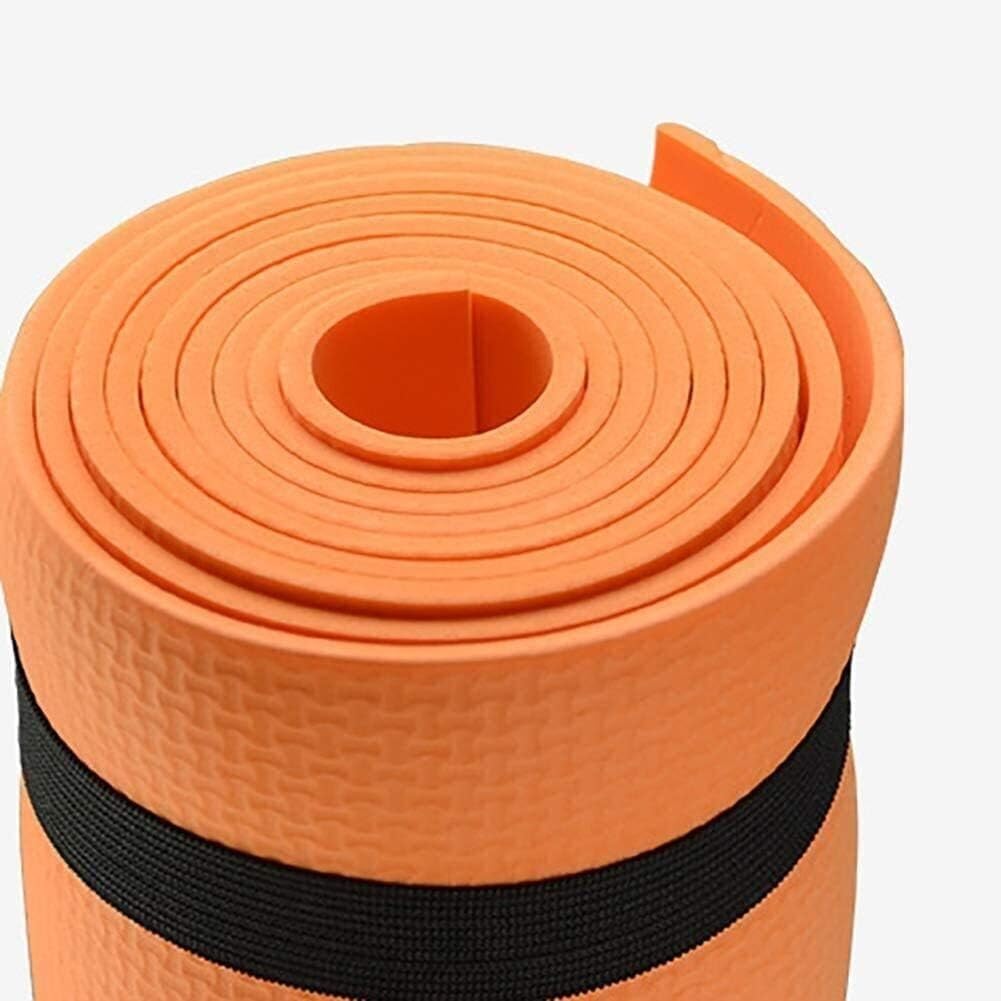 Yoga-Matte, Pilates-Matte mit Tragegurt, Sit-ups, Stretching, Liegestütze, Männer und Frauen, umweltfreundliche Eva-Fitness-Trainingsmatte(Black)