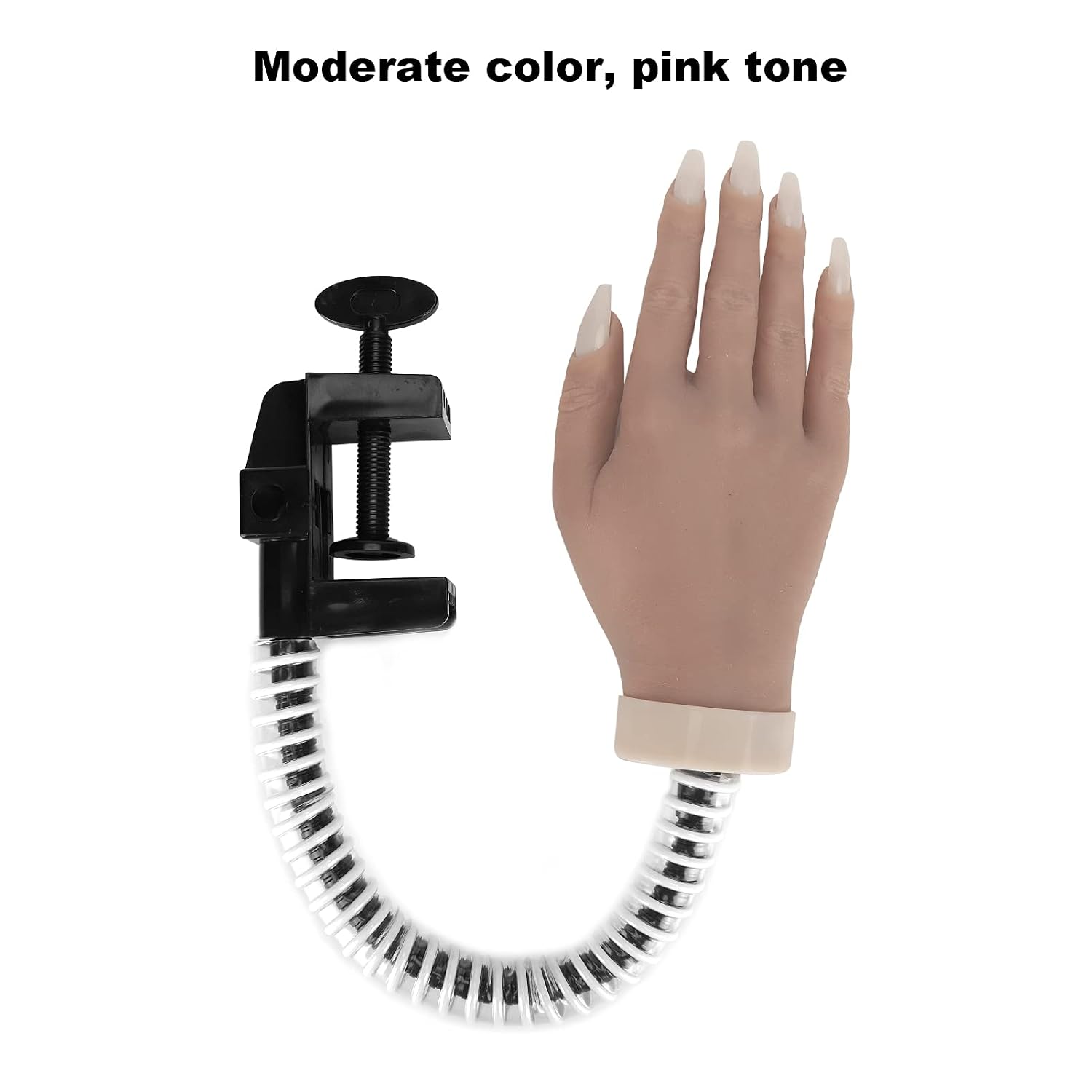 Nail Art Practice Hand Silicone Bendable Joints False Nail Tips Hand Mannequin for Nail Salon Training and Jewelry Display (01)