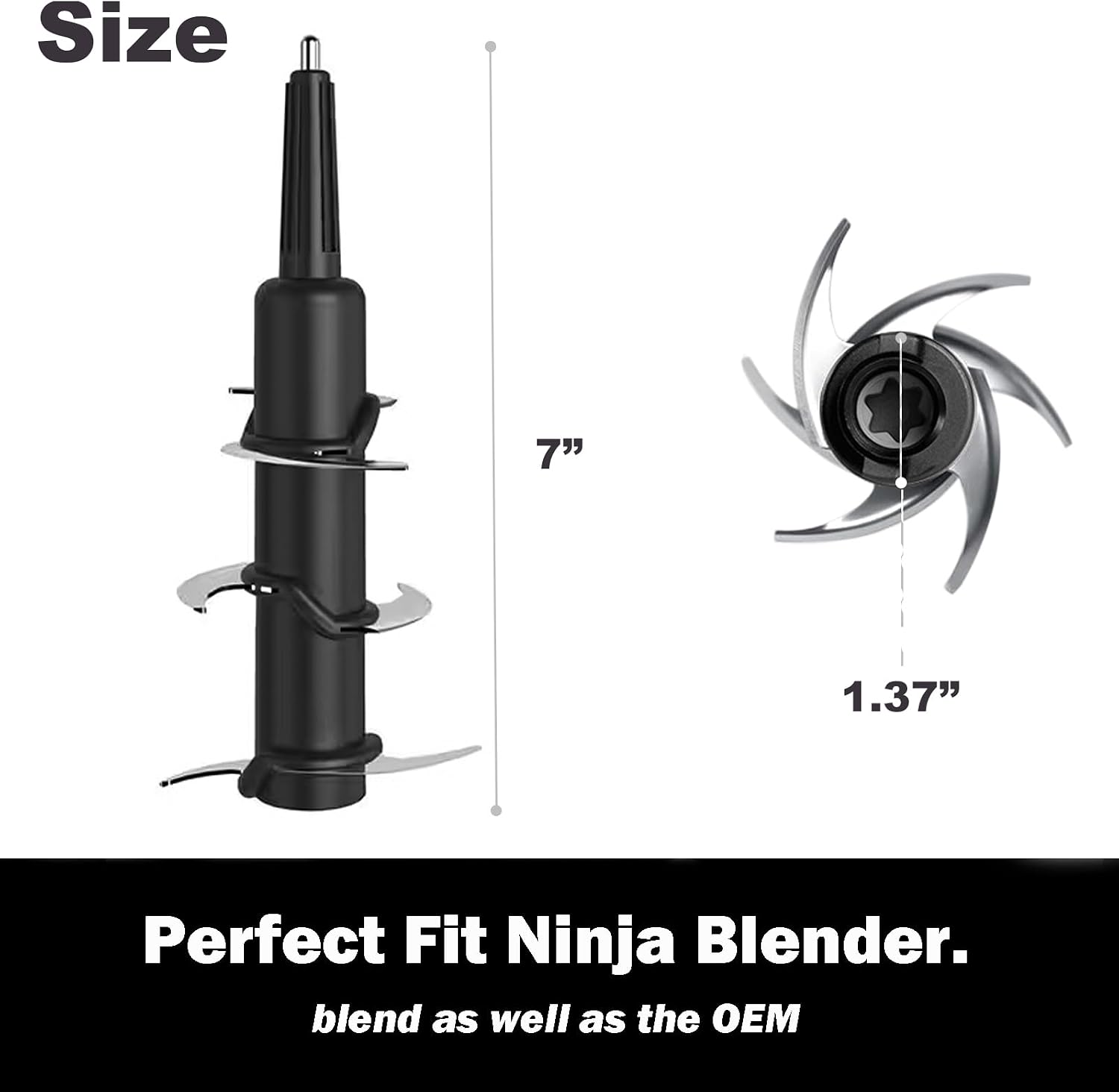 Blender 6 Blade Replacement Compatible with Ninja 72 oz Pitcher, Blender Blade Replacement Parts Compatible with Ninja Blender 1100 1200 1500 Watt BL500C BL550 BL660C BL642 NJ600C