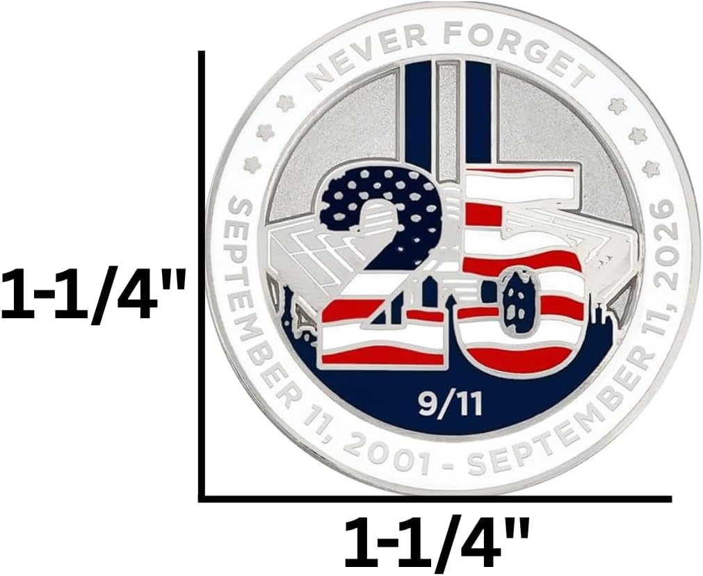 PinMart's 9/11 September 11th Patriotic Twin Towers Lapel Pin – 9/11 Memorabilia and Pentagon Remembrance – Commemorative Enamel Pins for Veterans, Events, Backpacks, Hats - Single or Bulk Packs