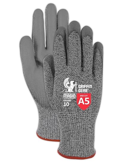 Magid D-ROC 13-Gauge Hyperon Polyurethane Palm Coated Work Gloves Cut Level A5 (12 Pair)