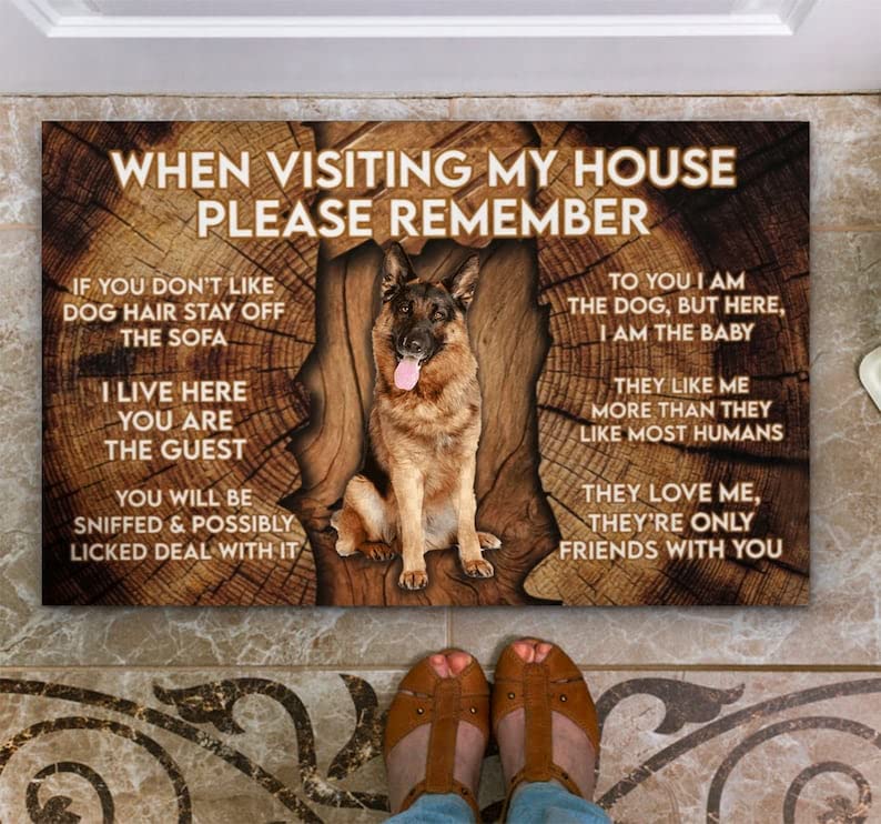 Door Mat When Visiting My House Please Remember German Shepherd Welcome Non-Slip Mats Funny Doormat Decor for Bathroom Kitchen Front Porch Rugs Home