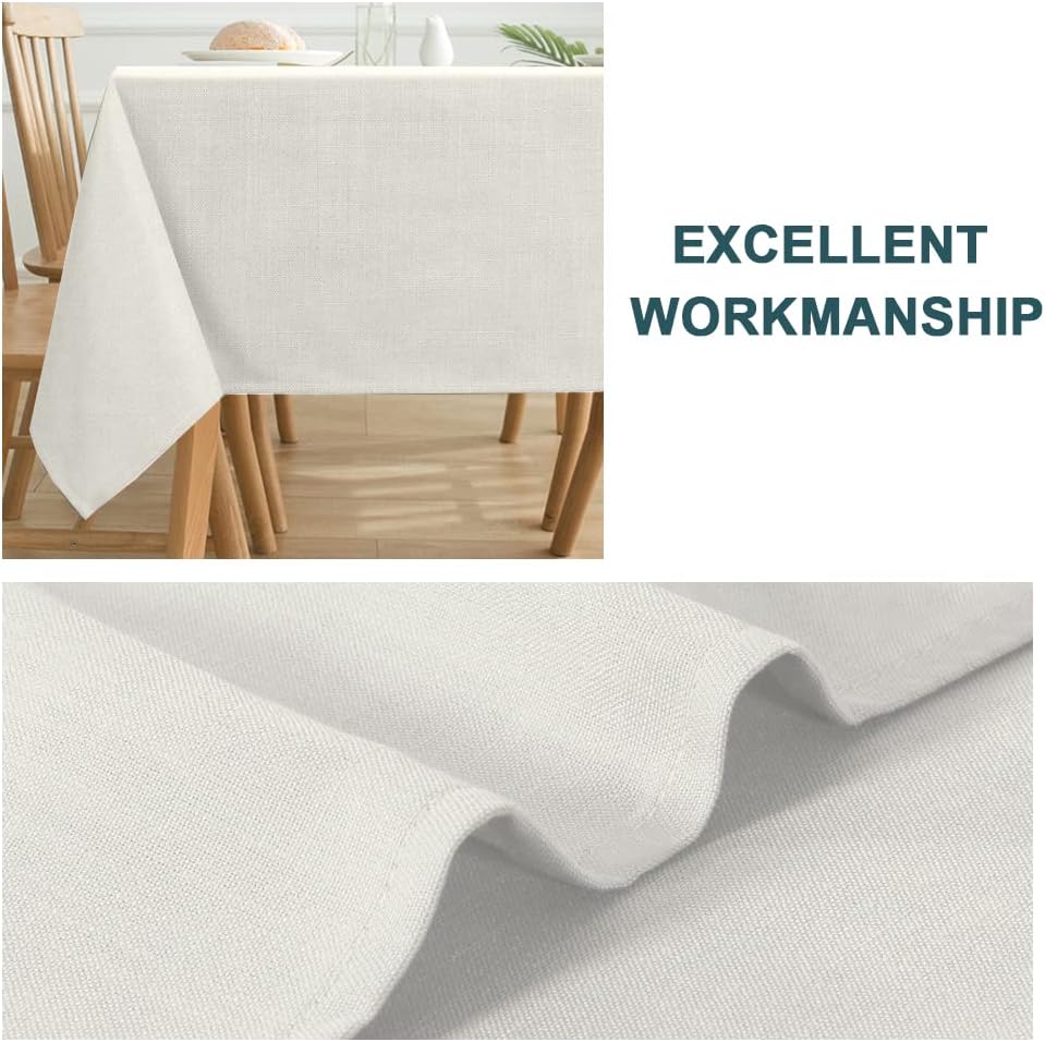 FantasDecor Rectangle Tablecloth for Rectangular Tables Wrinkle Resistant and Waterproof Linen Fabric Cover for Dining Room and Outdoor Use, Ivory, 54 x 80 Inch
