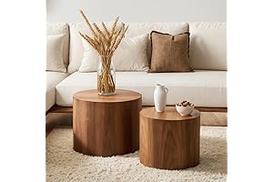 Modern Walnut Coffee Table Set with Non-Slip Feet
