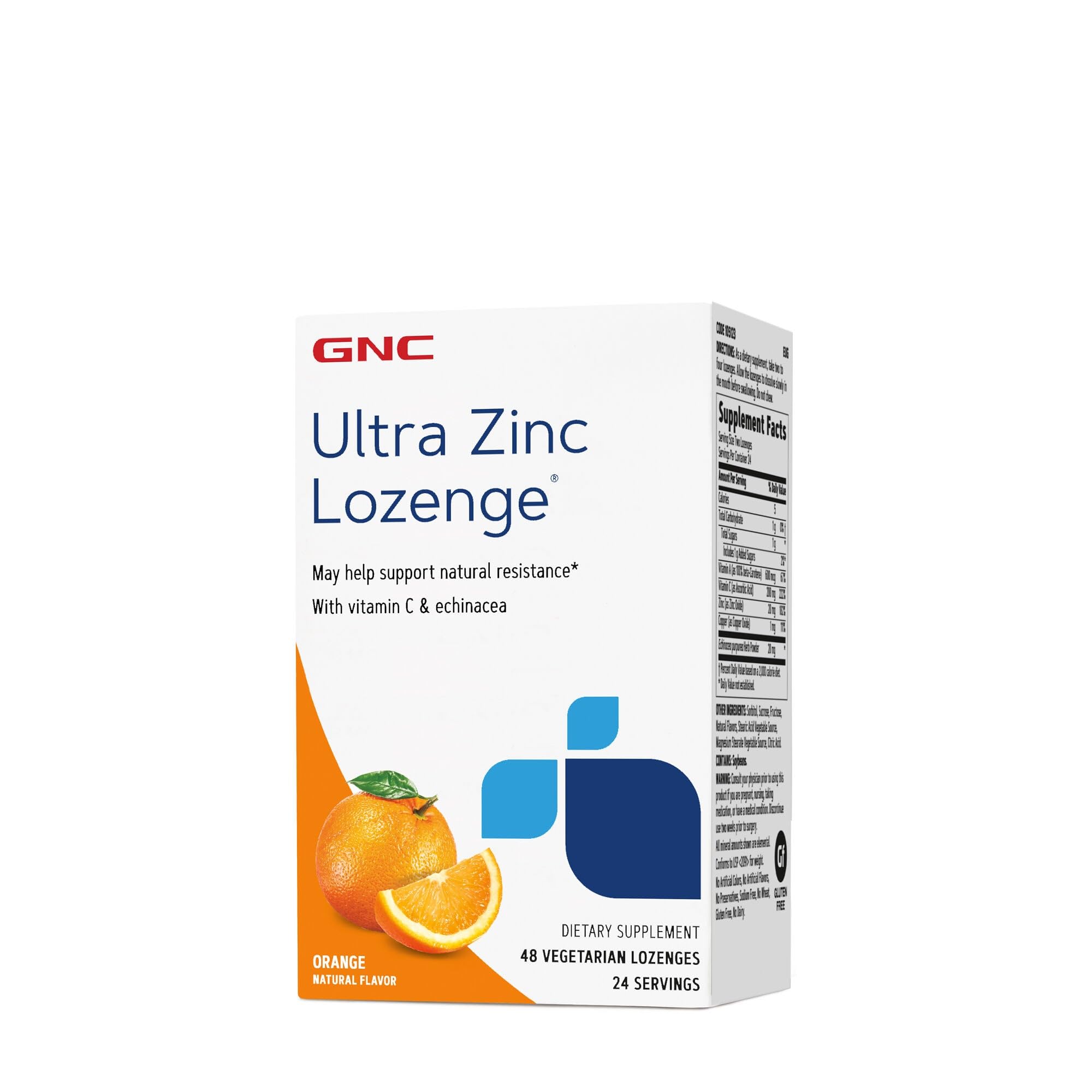 GNC Ultra Zinc Lozenge - Orange, 48 Lozenges, Vitamin C & Echinacea, Support a Healthy Immune System 48 Count (Pack of 1)