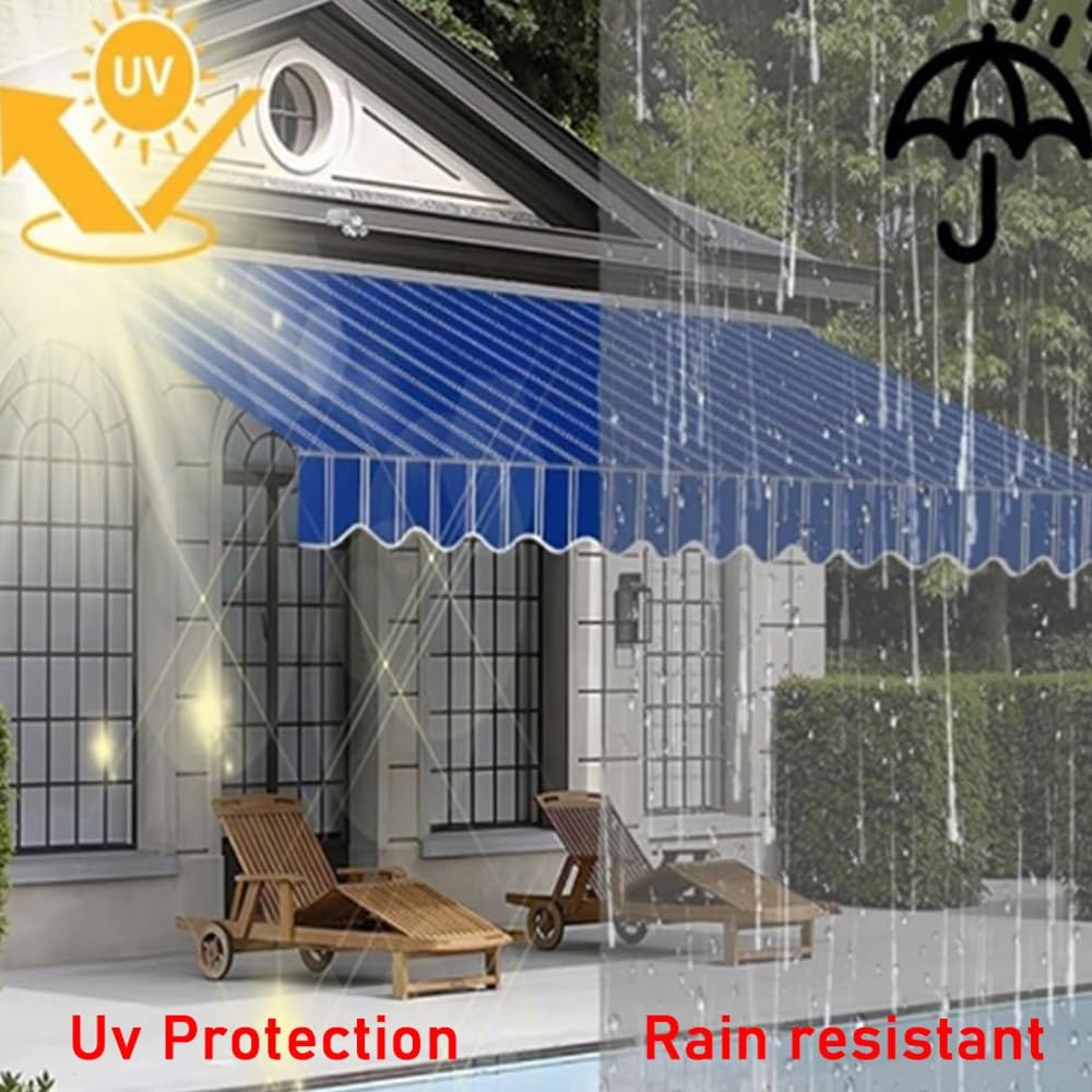 Toile De Remplacement pour Auvent De Terrasse 2m 3.0m 4m 5m 6m 7m Tissu De Remplacement pour Auvent Extérieur Toile De Store Banne Manuel((13x10ft) 4X3.0M)