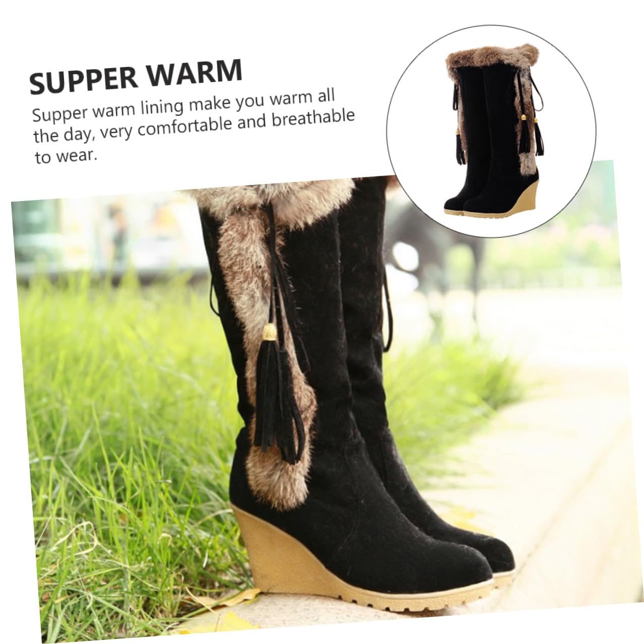 ORFOFE Stivali da Neve Alti Donna Imbottiti Caldi Antiscivolo Stivali Invernali Robusti Tacco da Pendio Look Elegante