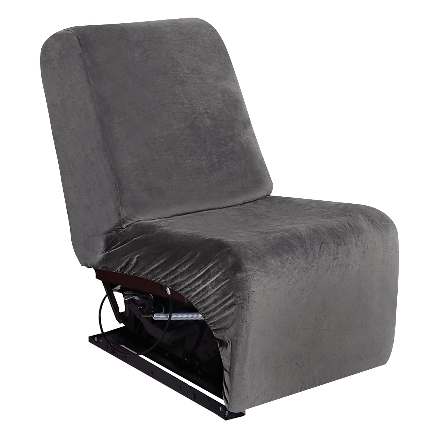 ULTICOR Velvet Stretch L Shape Sectional Recliner Sofa Covers, Thick Soft Washable for Reclining Couches (Dark Grey, 7-P