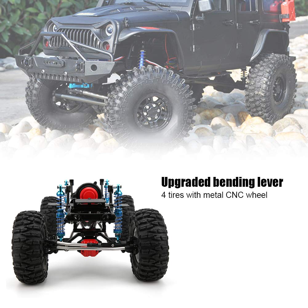 Zestaw metalowego podwozia samochodu SCX10 II RC |Aluminiowy zderzak CNC i rama z włókna węglowego |4 gumowe opony z metalowymi kołami |Skrzynia biegów biegu wstecznego do pojazdu (Red Black)