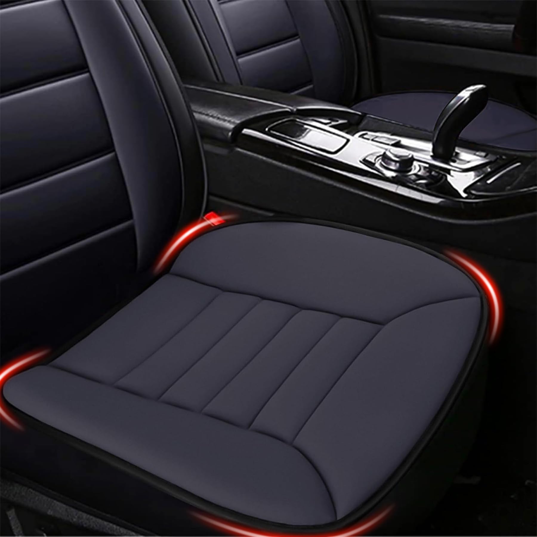 MYFAMIREA 2PCS Car Seat Cushion Pad 1.2" Thick Comfort Seat Protector for Car Driver Seat Office Chair Home Use Memory Foam Seat Cushion with Non Slip Bottom, 20'' x 18.5'', Dark Gray