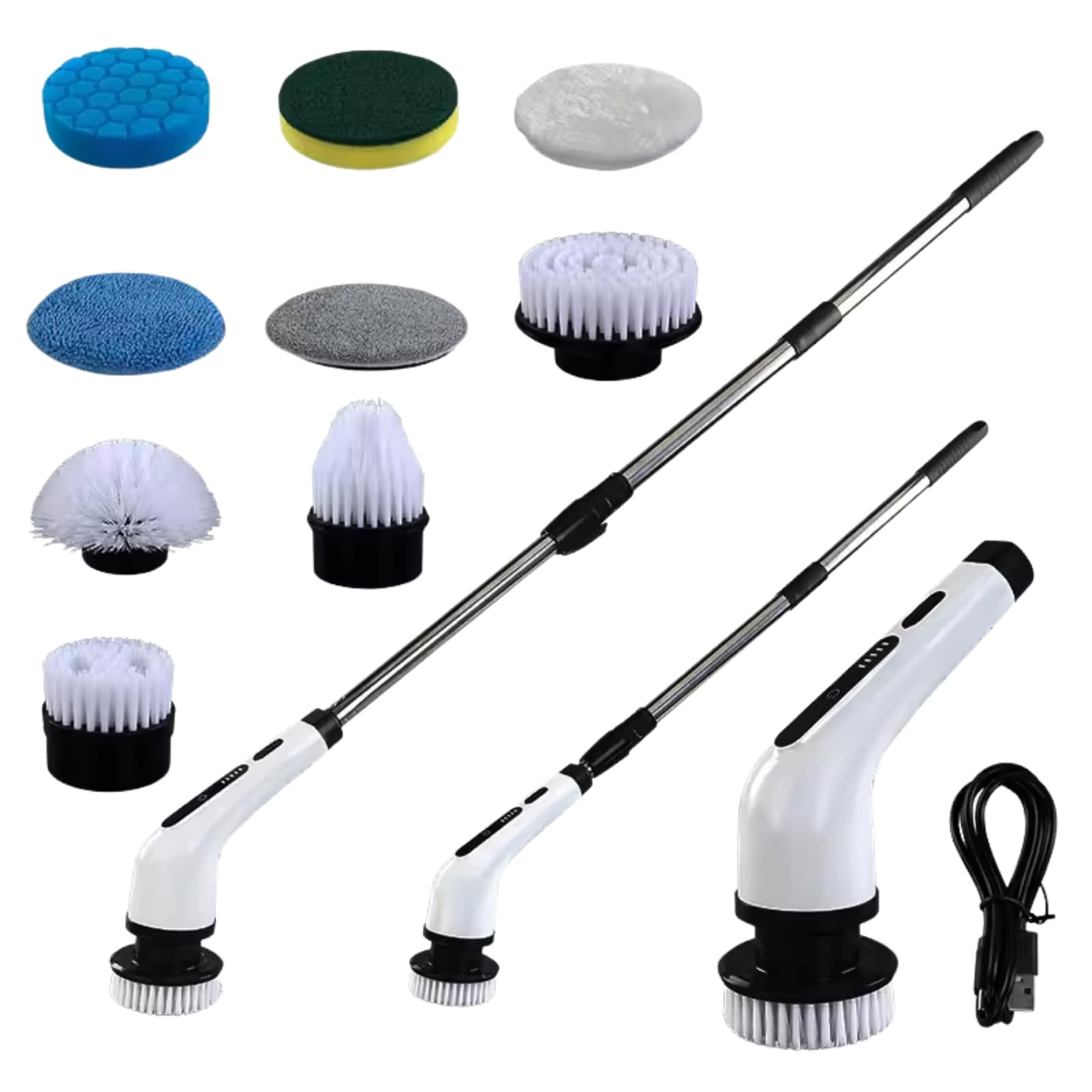 Trenzeo Electric Spin Scrubber 9 in 1 Cleaning Brush with Adjustable Long Handle,Dual Speed, IPX7 Waterproof Bathroom,Kitchen