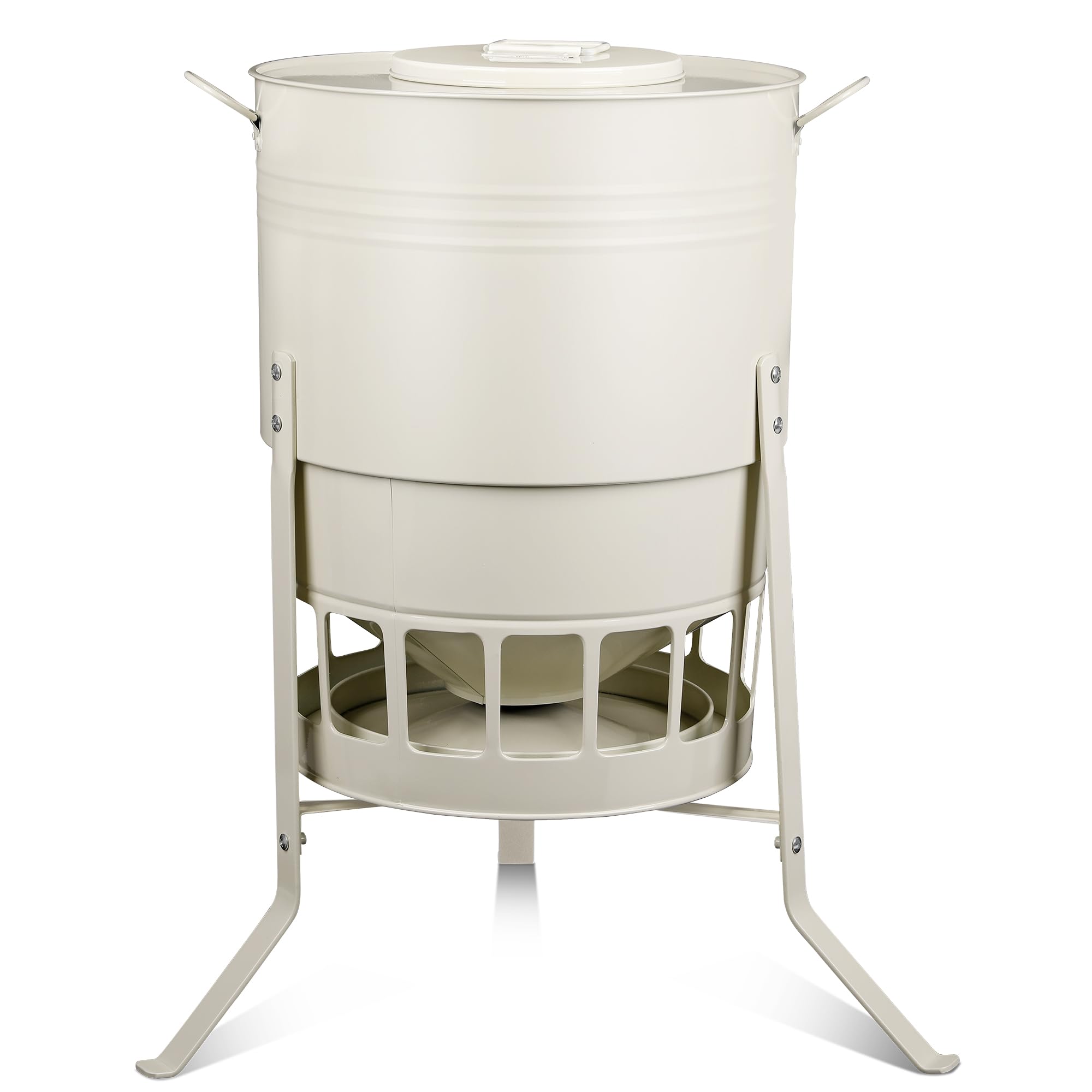 Comedero automático para pollos de 23 kg, sin desperdicio, con 16 puertos, color blanco, a prueba de ratas, gravedad, para gallinas, gansos, 43 L