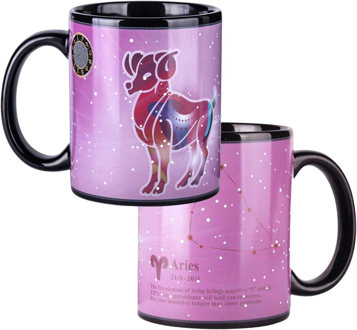 Heat Changing Mug Constellation Mug Birthday Gift for Mom Father and Friend Funny Coffee Mug - 12 OZ Ceramic Mug Gift from Daughter Son (Aries)