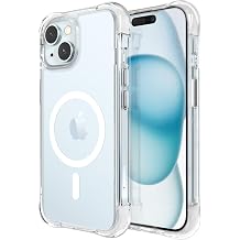 OTOFLY Compatible with iPhone 15 Case, Compatible with Magsafe, Magnetic Shockproof Bumper Cover, Non-Yellowing, Anti-Scratch Clear Back White