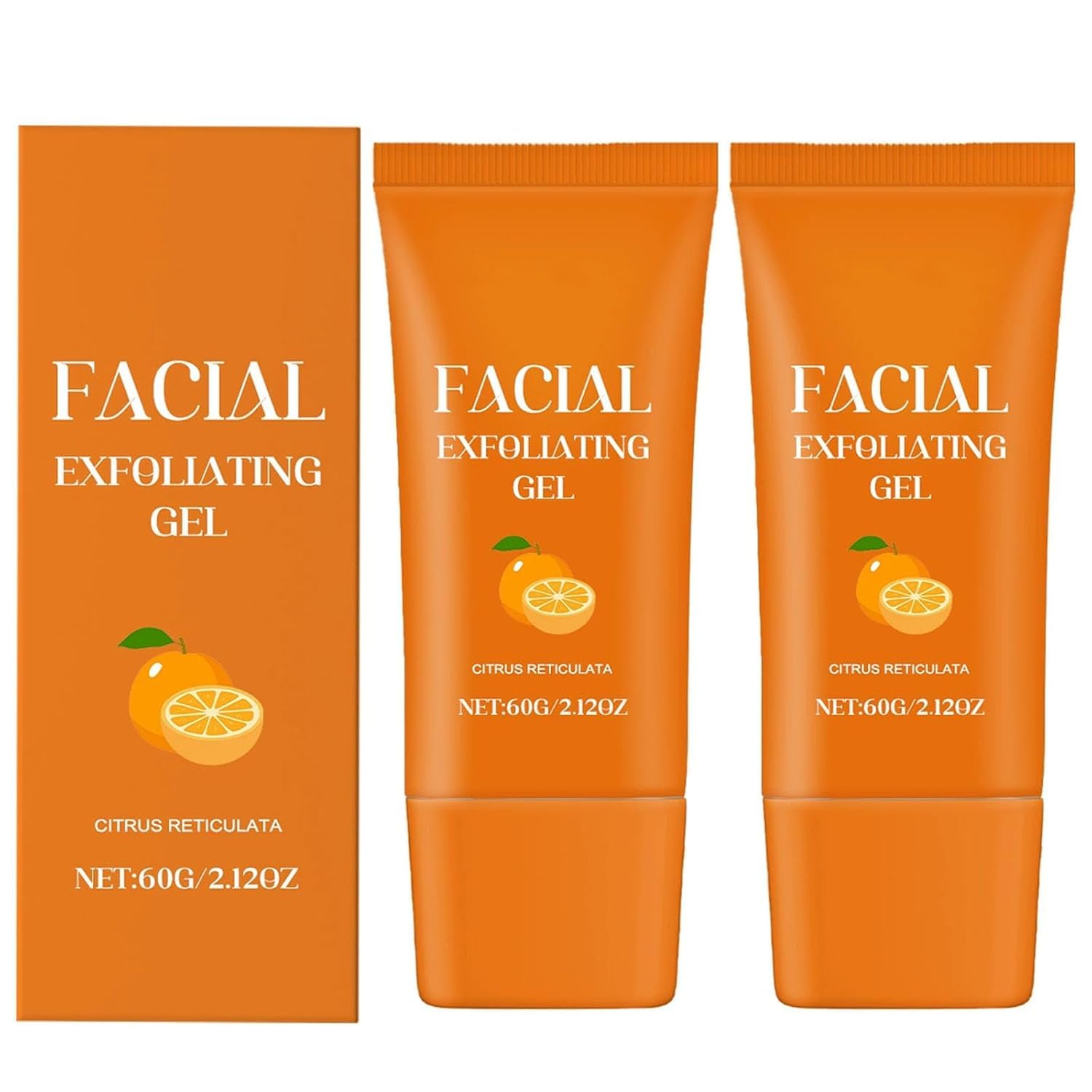 Facial Exfoliating Gel, Exfoliating Gel Scrub Face Body Skin Face Scrub Deep Cleansing Moisturizing Facial Exfoliator Orange for Women 60g