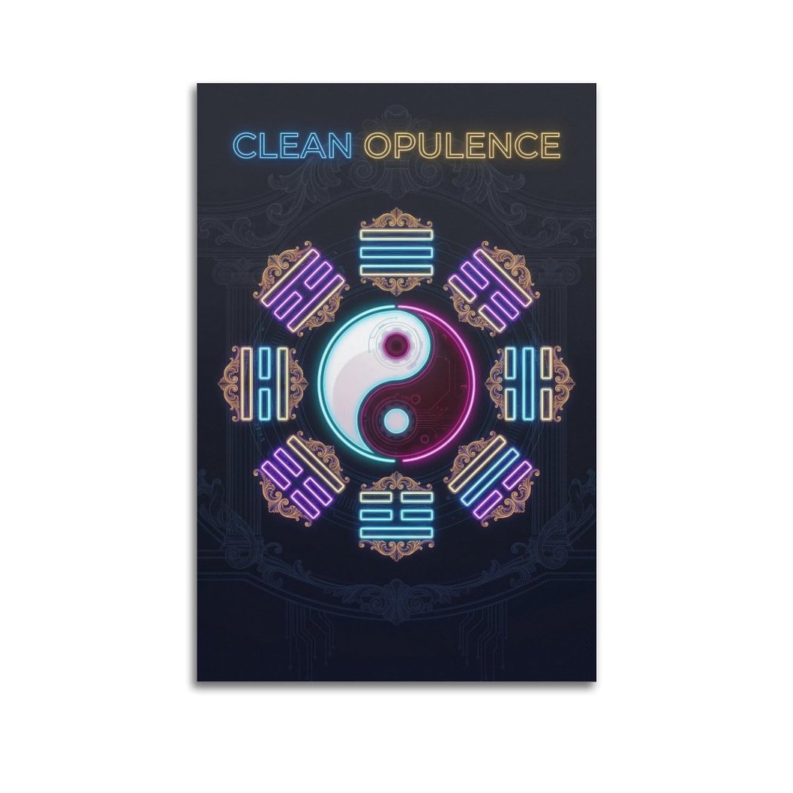 OKNGB Chinese Tai Chi Yin Yang Feng Shui Luck Zen Poster Decorative Painting Canvas Art Picture 24x36inch(60x90cm)