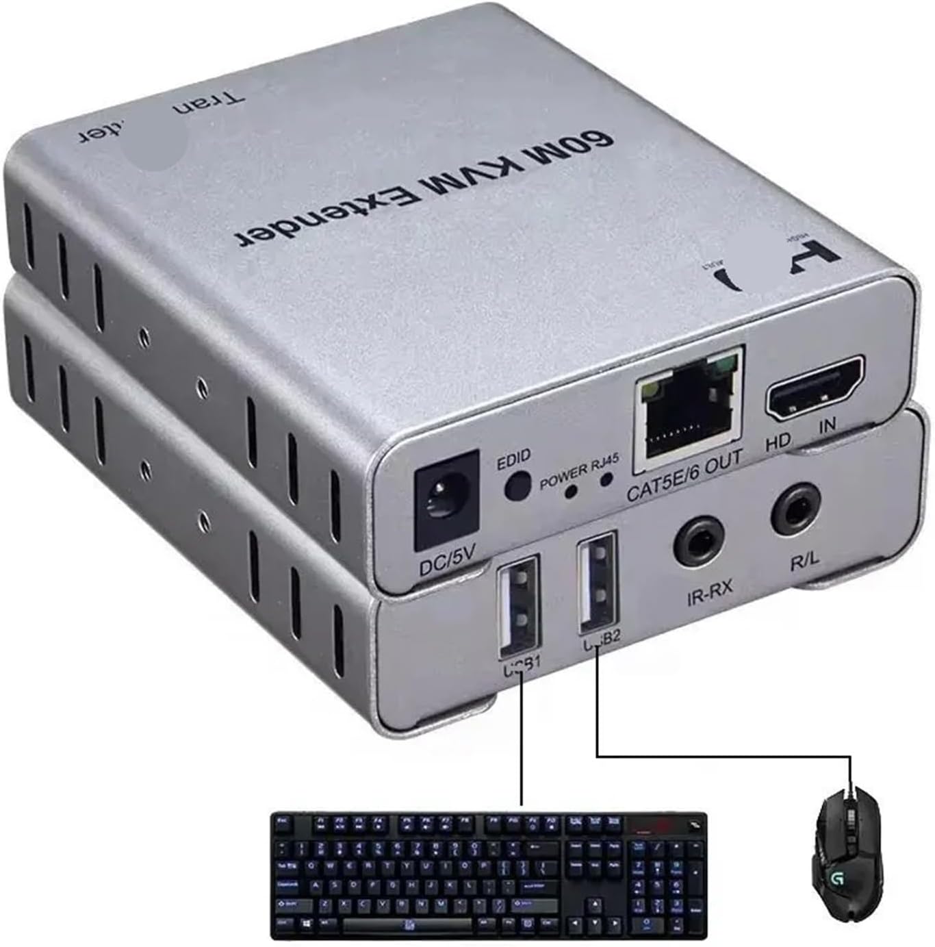 HDMI Extender 60M Extender HDMI-Compatible Extender Audio Support Mouse Keyboard for PC DVR(1)