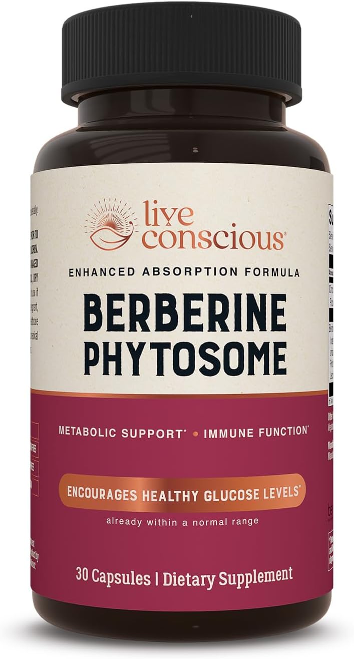 Live Conscious Berberine Phytosome – Advanced & Bioavailable Berberine Formula, Optimal Energy, Metabolic Health & Weight Management – 30 Servings Live Conscious Berberine Phytosome – Advanced & Bioavailable Berberine Formula, Optimal Energy, Metabolic Health & Weight Management – 30 Servings