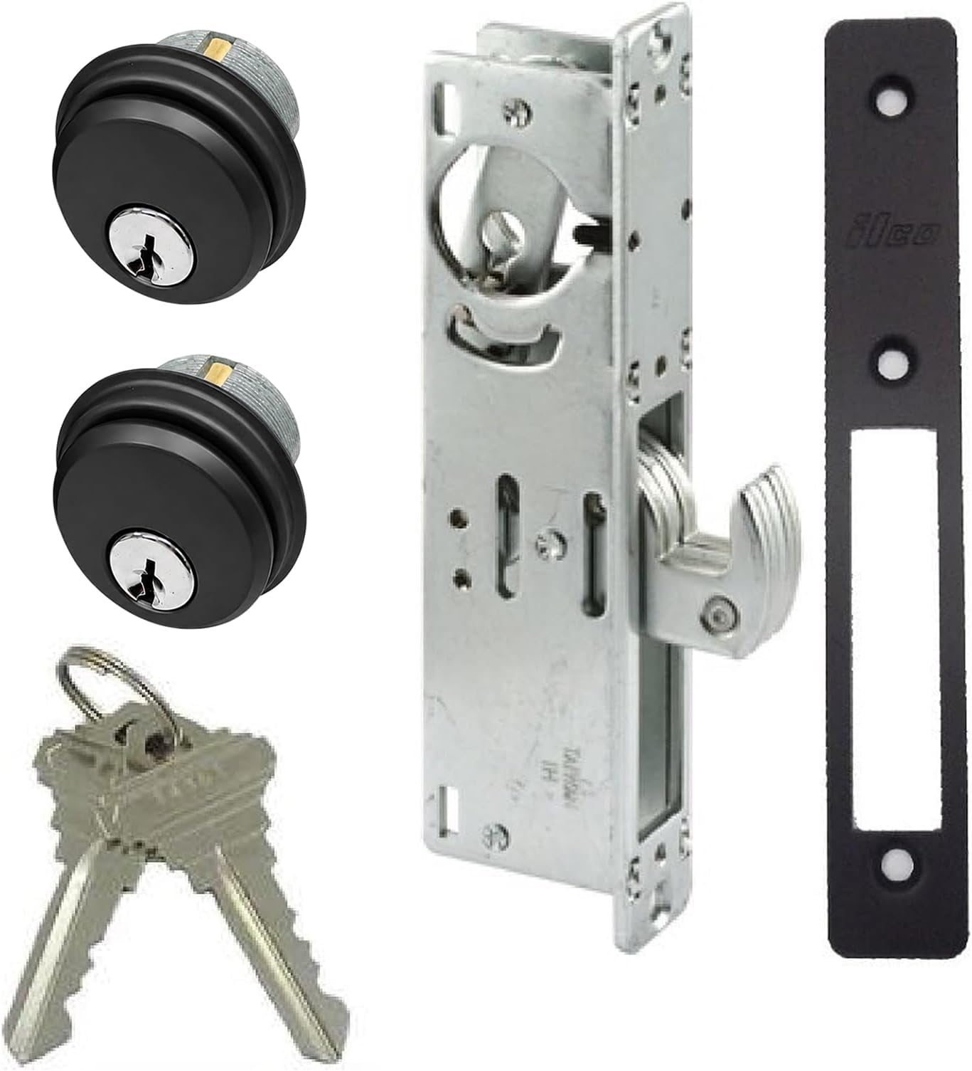 Keyed Hookbolt Set, Double Cylinder, Bronze, 1-1/8" | Duronotic bronze commercial door lock for storefront entry doors and sliding gate applications