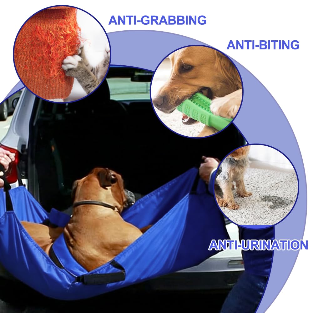 Hundetrage Tragehilfe Hund bis 60kg - Faltbare Ganzkörper-Tragehilfe mit 6 Griffen & Anti-Bite - Ideal für Tierarzt, Notfall & Reise - Für große Hunde & Senioren (Blau)
