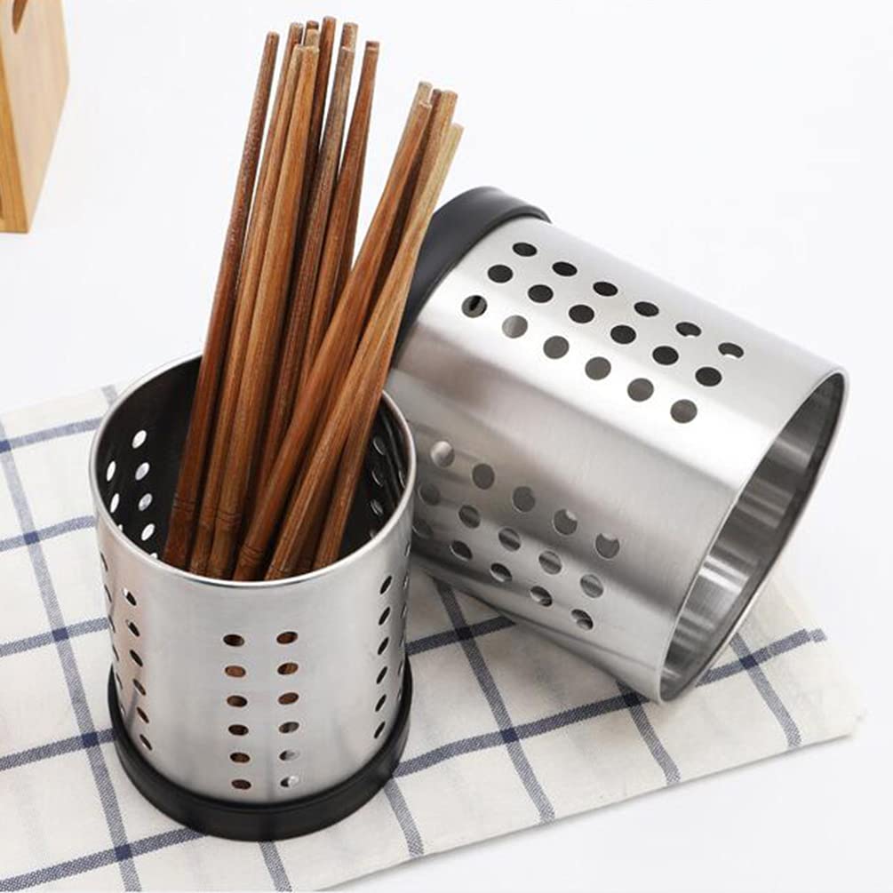 Cabilock Stainless Steel Chopstick Barrel Holder Utensil Kitchen Rack Drying Organizer Removable Base