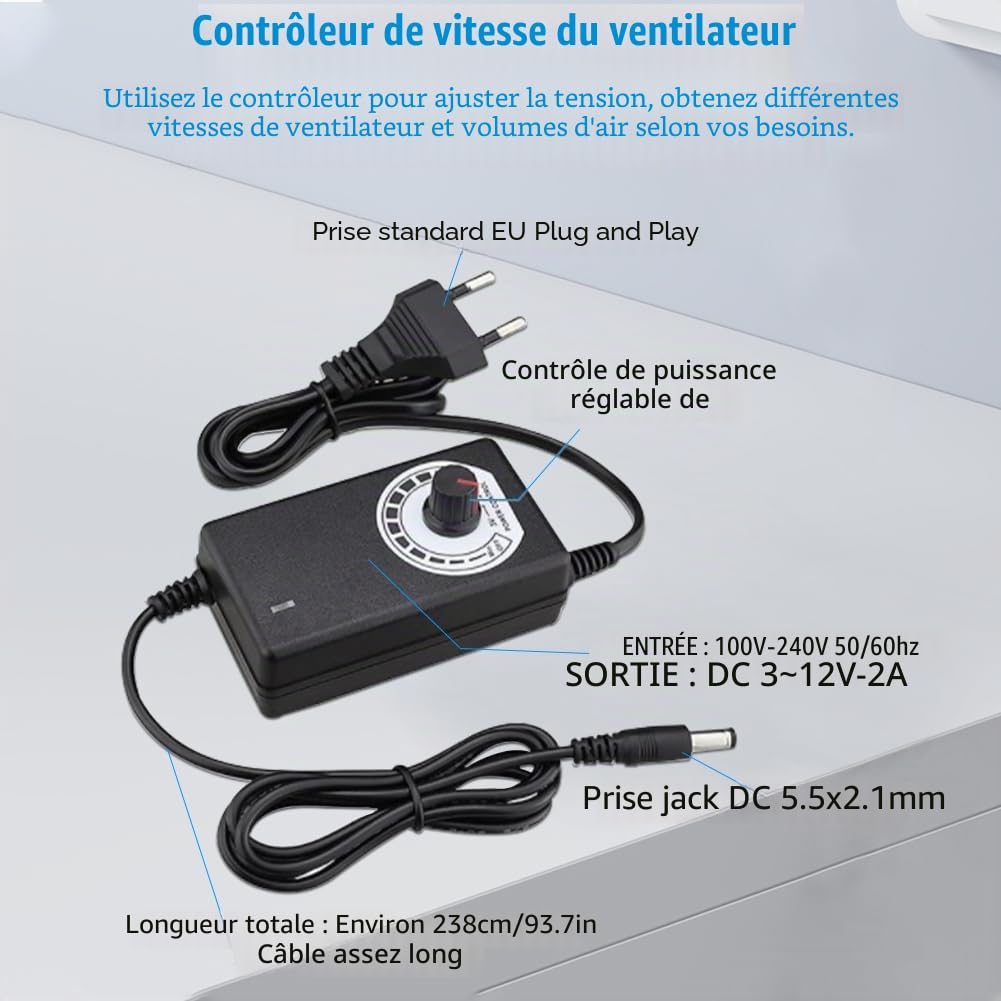 Ventilateur radial 12 V, 220 V, ventilateur de refroidissement avec contrôleur pour électroménagers, ventilateur pour la ventilation, changement de ventilateur, barbecue, cheminée, ventilateur