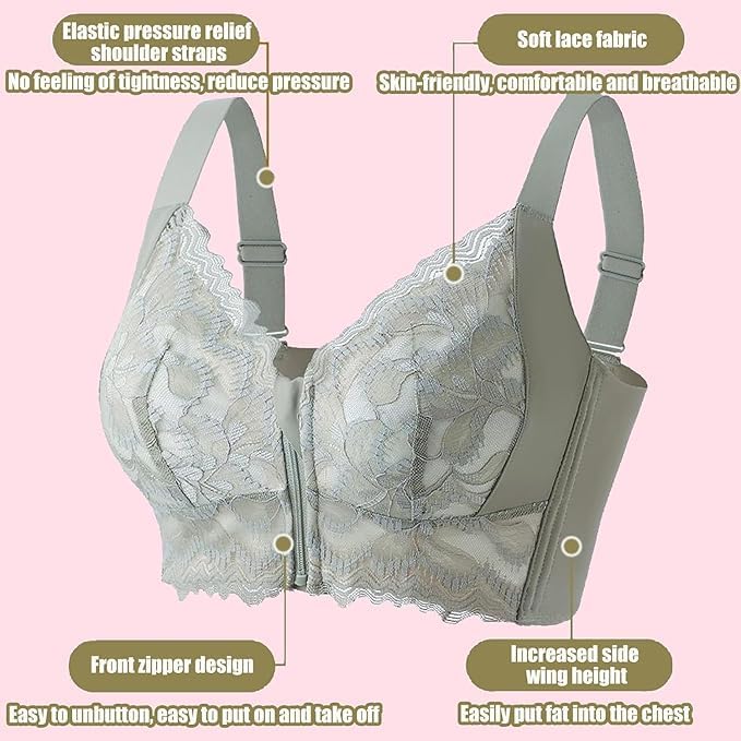 Zip Front Closure for Older Women No Underwire Lace Daisy Wireless Comfort Senior Everyday Bras - Image 6