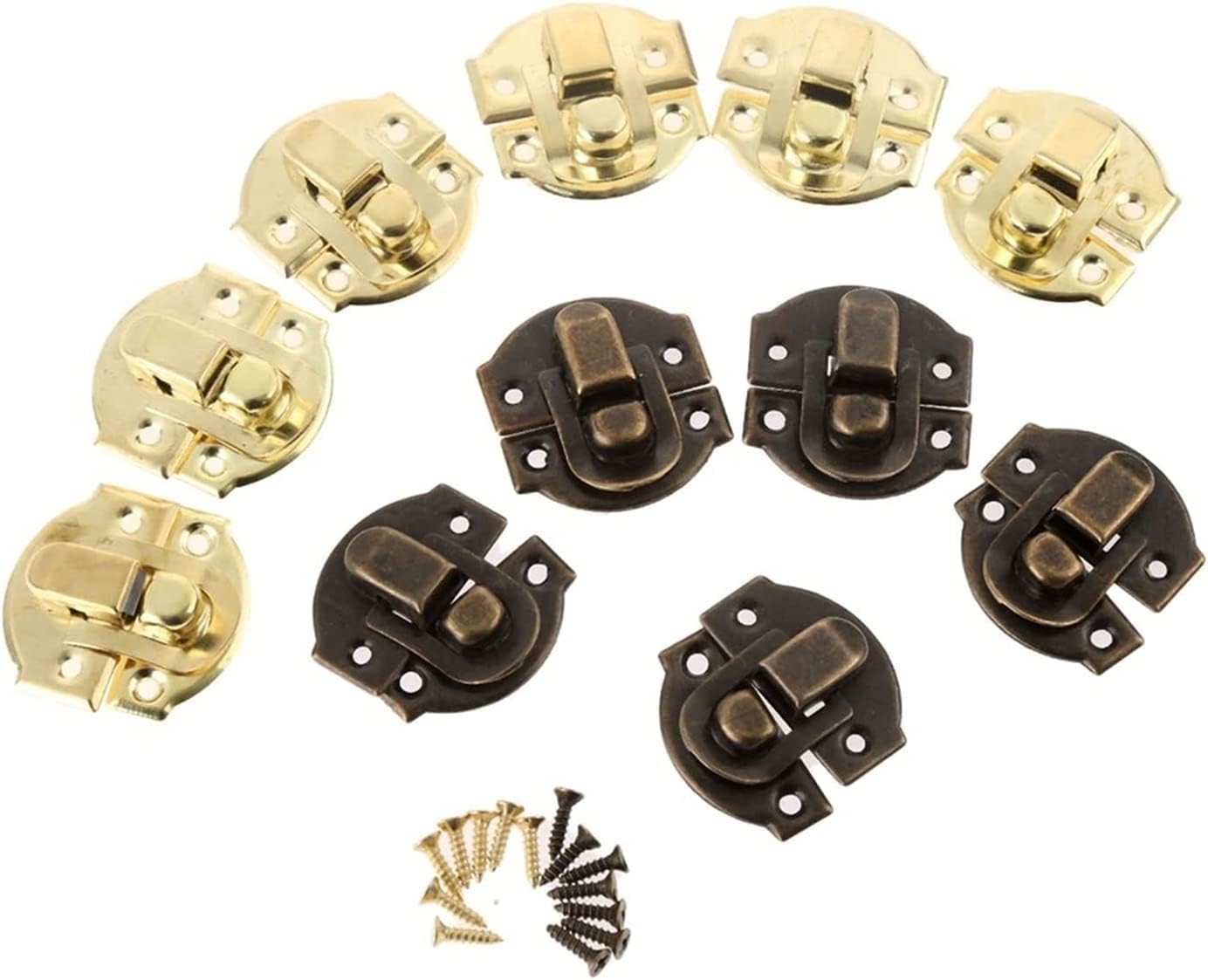 Antique Retro Hasp Lock Buckle Hook Eye Latch,10Pcs Gold Box Iron, Used for Jewelry Suitcase Clip Vintage Hardware 27 * 29mm(Gold)