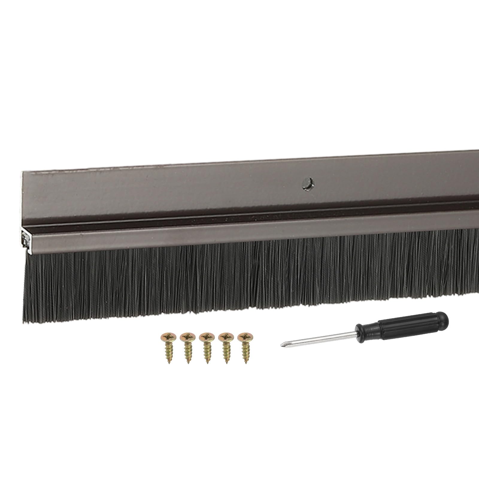 YELARXI Door Sweep Aluminum Alloy Brush Sweeps, 0.8 Inch Black PP Brush 39"L x 1.8"W Fit for Gaps of Door Bottom