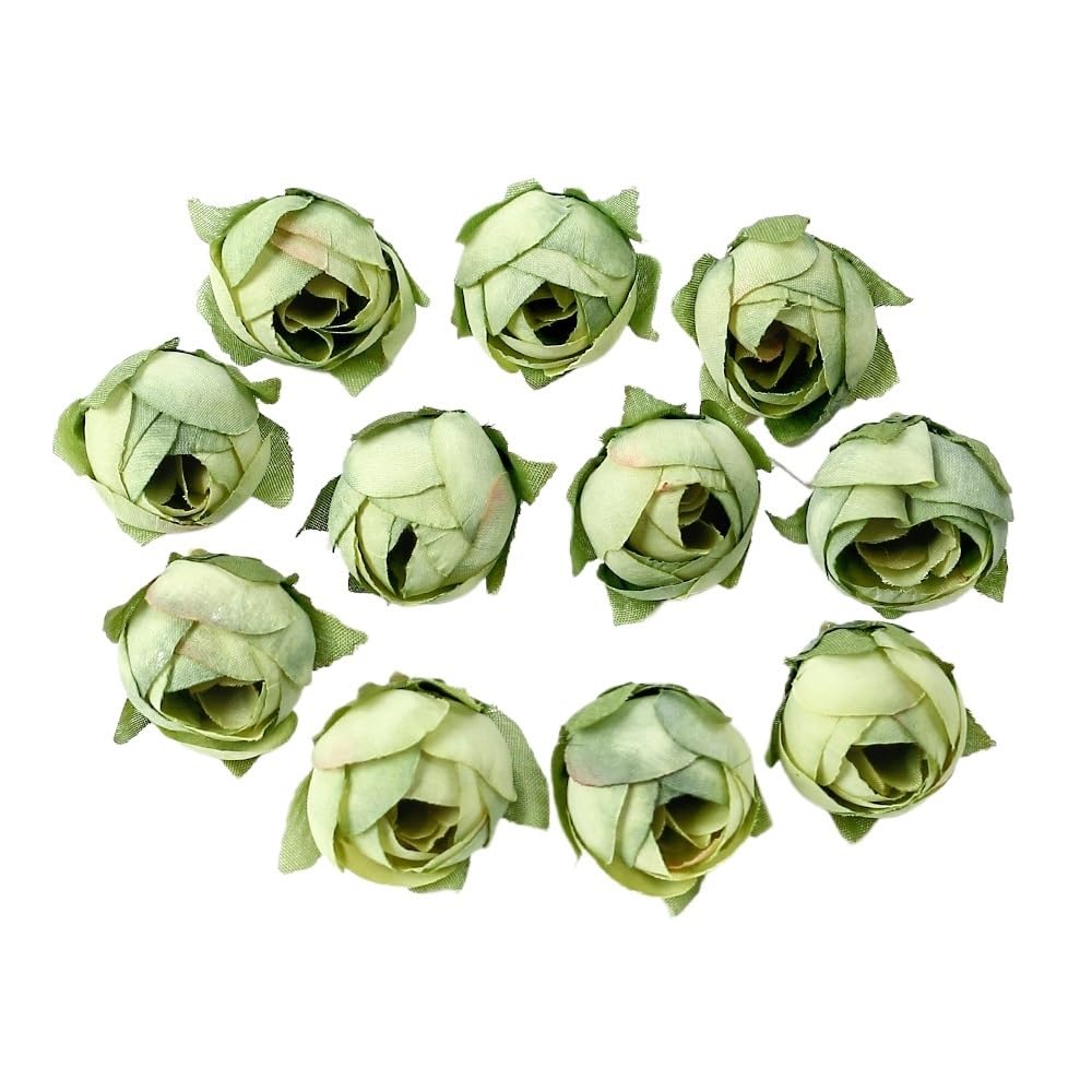 Casetlong 20PCs Artificial Flowers Head Silk Fake Wedding Marriage Decoration DIY Wreath Bouquet Accessories(Green)