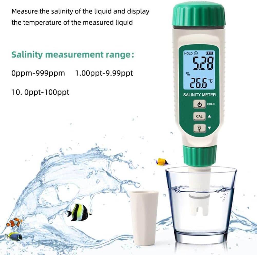 Professional Digital Salinity Tester/SG/Temperature Meter Water Quality Monitor 0-999ppm Aquarium Tester with Drinking Water