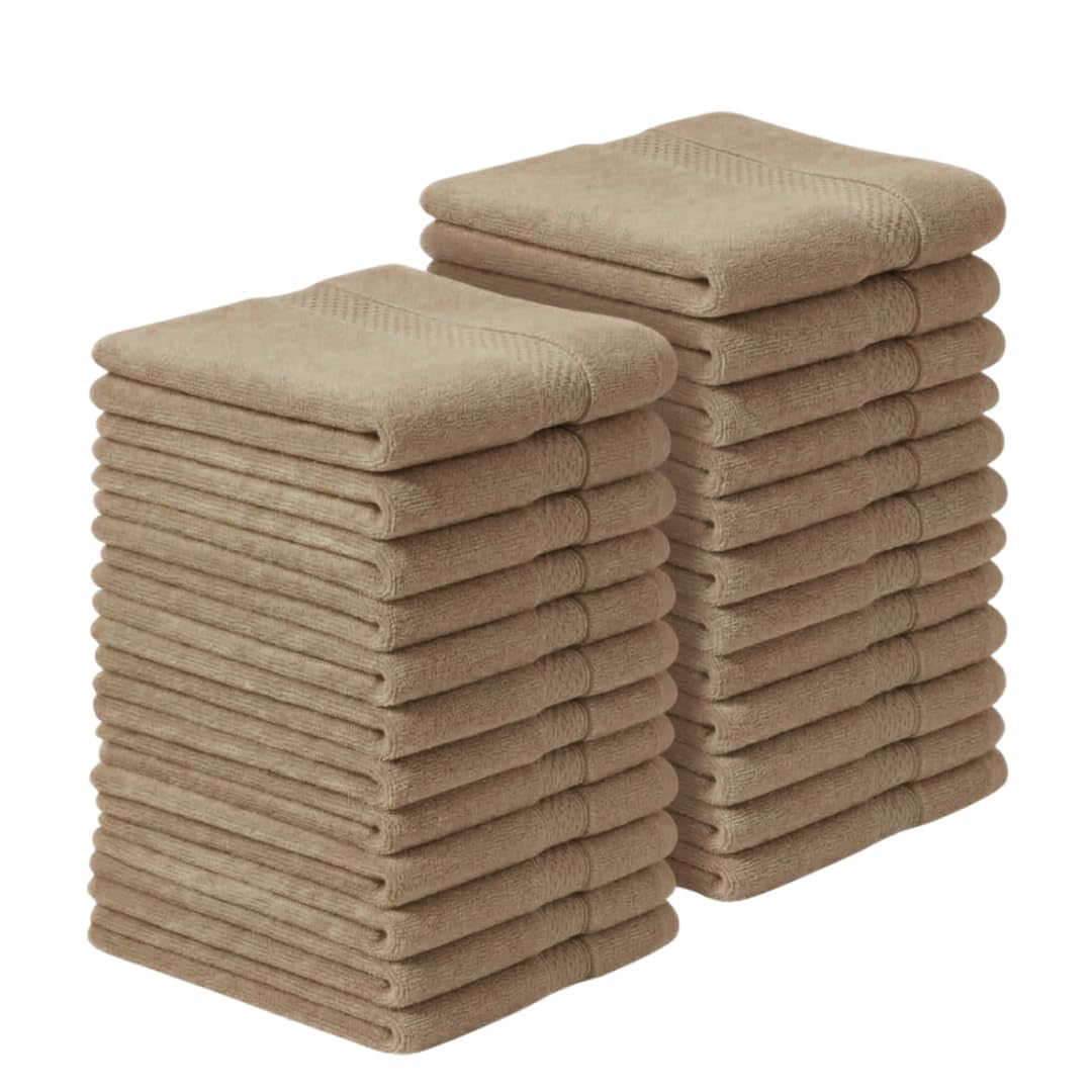 Diamond Tex Premium flannels/Washcloths 100% Cotton face cloth (30x30 cm 600 GSM) – Soft Flannel Face cloth, (Blue Lagoon, Pack of 2,4,6,8,12,24,36,48) (6, Latte)