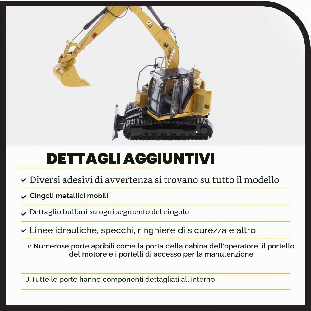 Caterpillar Diecast Masters 85957 - Escavatore cingolato Next Gen” Cat 315, Scala 1:50, Circa 6,0 x 5,1 x 15,0 cm, da 14 Anni