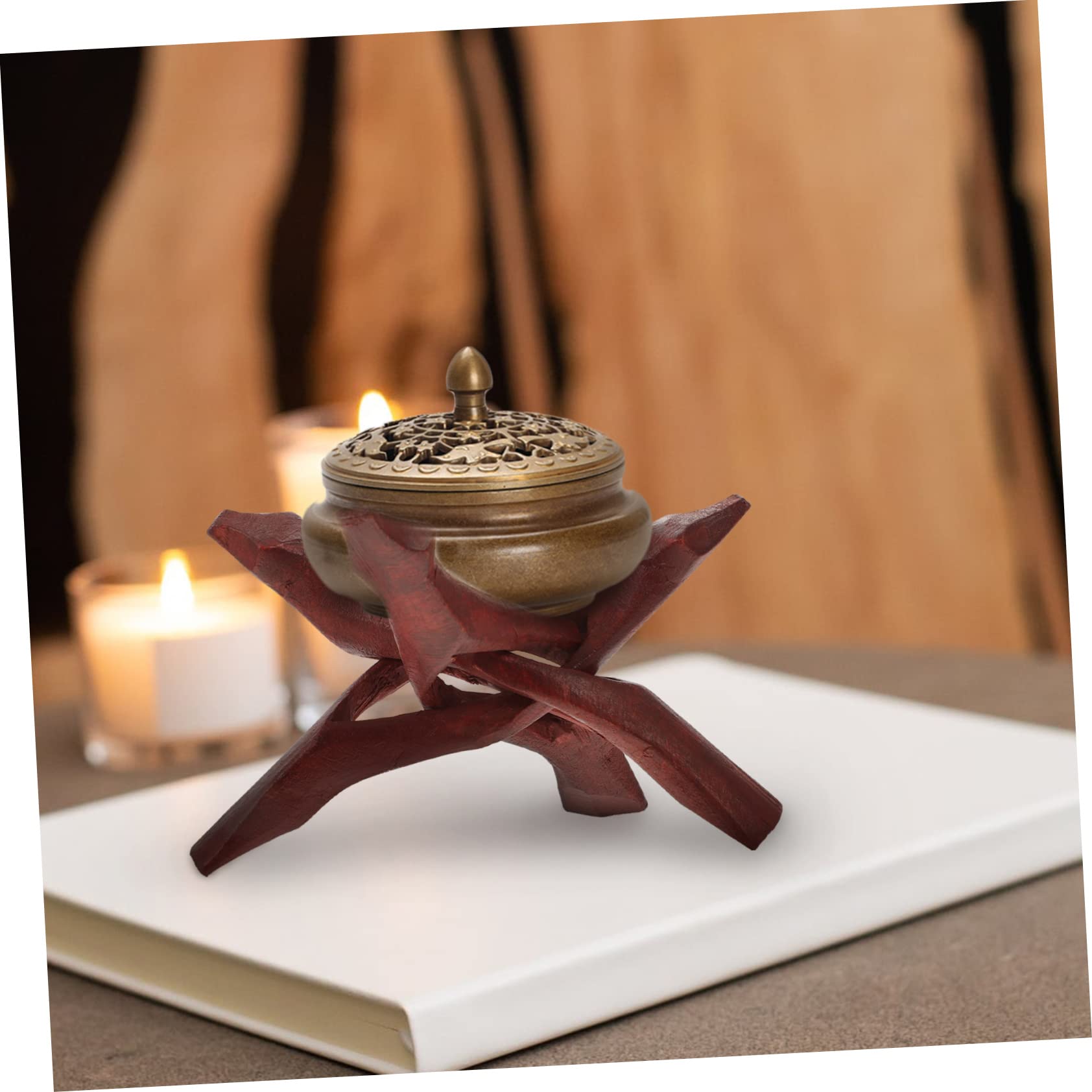 EXCEART Support De Coquille D'Ormeau En Bois - PréSentoir Sculpté À La Main Pour Cristal, Bijoux, Plantes - TréPied DéCoratif Pour Maison, Bureau, HôTel