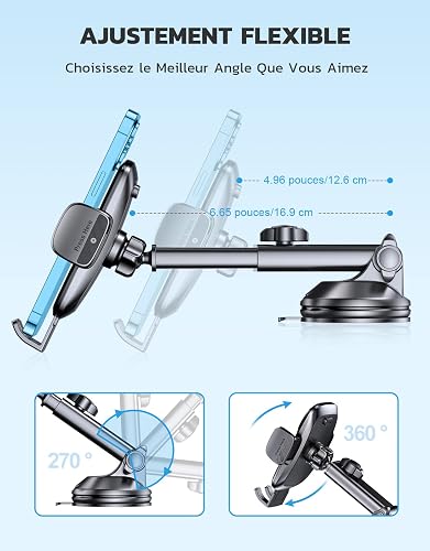 CIRYCASE Car Phone Holder, [Ultra Powerful Suction] Universal Dashboard Phone Holder for Car Kits, Hands-free & Case Friendly, Single Hand Operation GPS Vehicle Mount for Windshield, for 4-7” Phones - 6