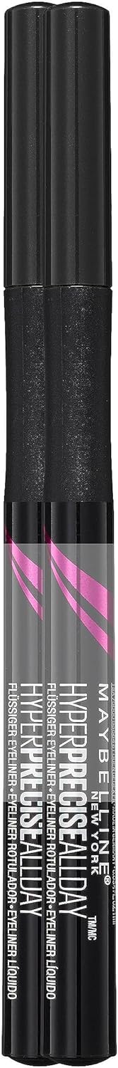 Maybelline New York Eyeliner, Hyper Precise Allday Liner, Erase and Water Resistant, No.700 Black Double Pack