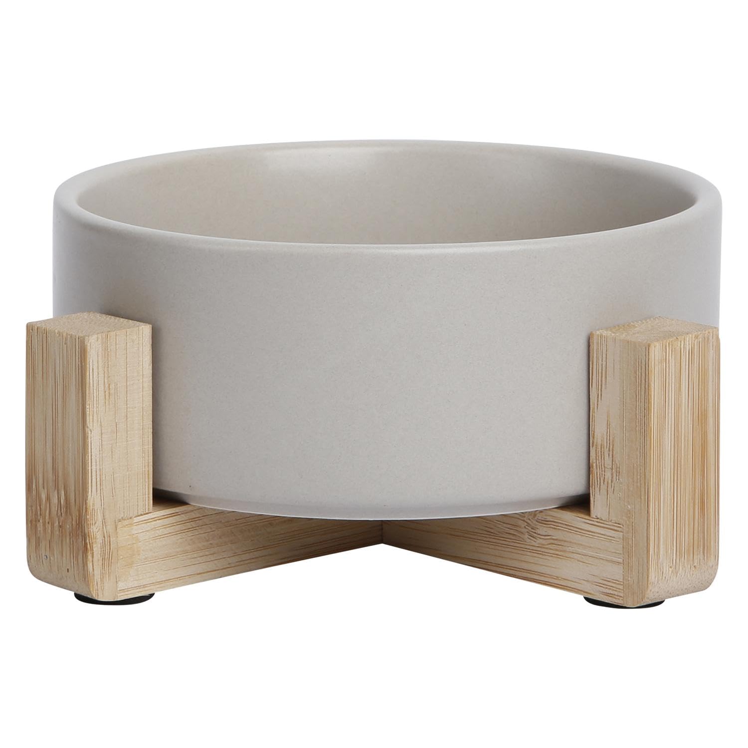JACK AND VANILLA, Bon Appetit Elegant Ceramic Bowl with Bamboo Stand, 1800 ml Capacity, Modern and Sophisticated Design, Ideal for Dogs and Cats, Grey