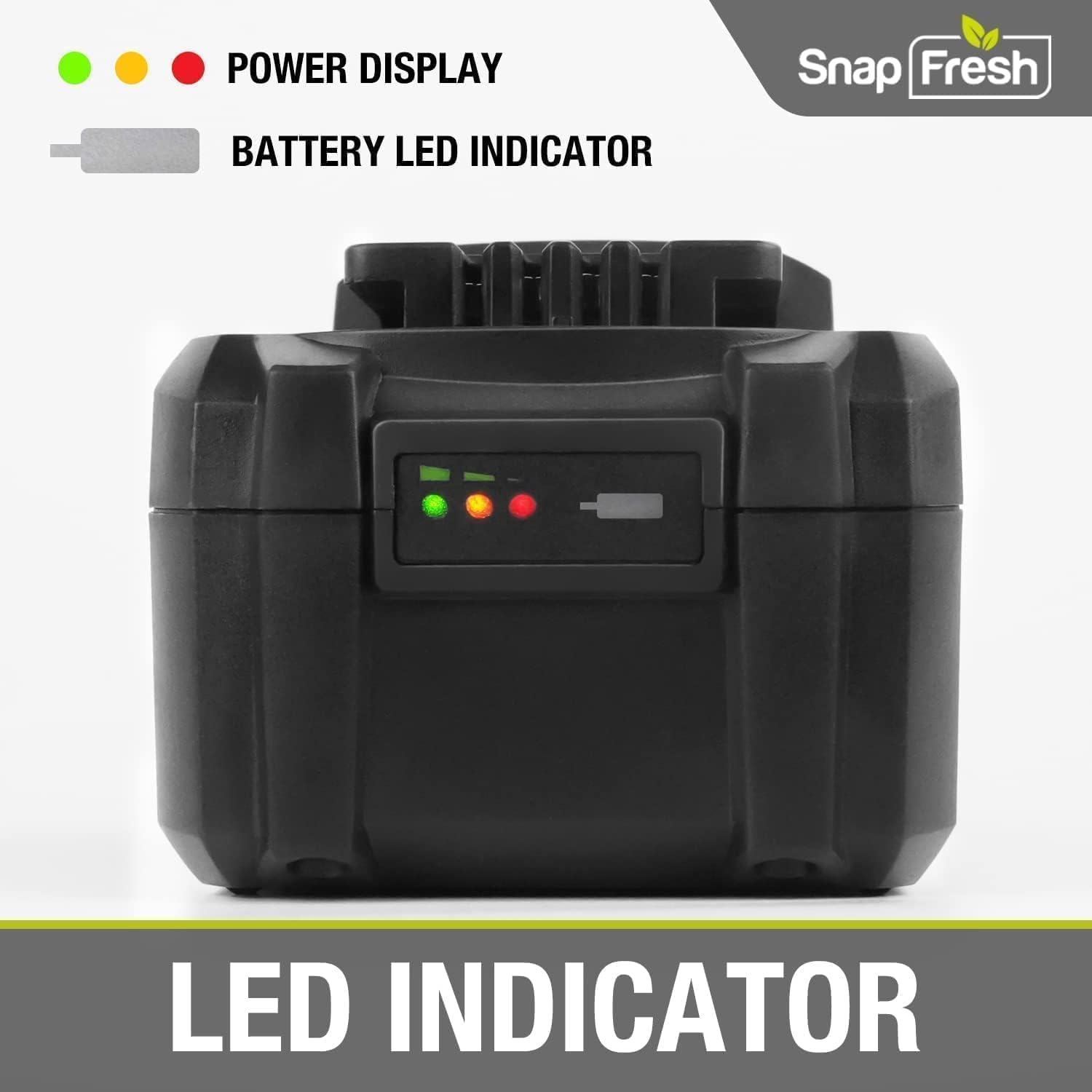 SnapFresh Batteria 20V 4,0Ah Compatibile Solo con Utensili Senza Filo SnapFresh, Batteria a Lunga Durata con Supporto alla Ricarica Rapida (JOB-YFT51-20B)