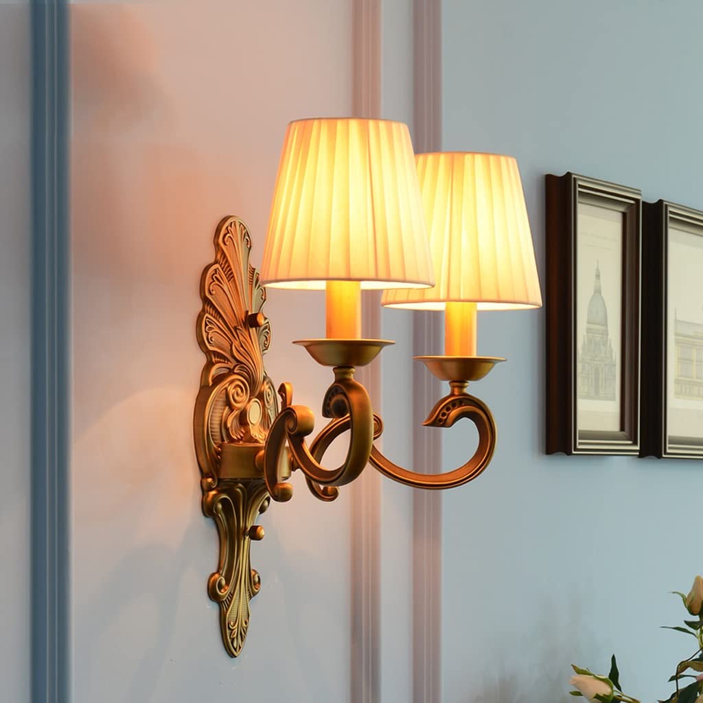 Chińska miedź podwójna głowica kinkiety sypialnia przy łóżku metal salon gabinet korytarz dekoracyjne s kinkiety ścienne