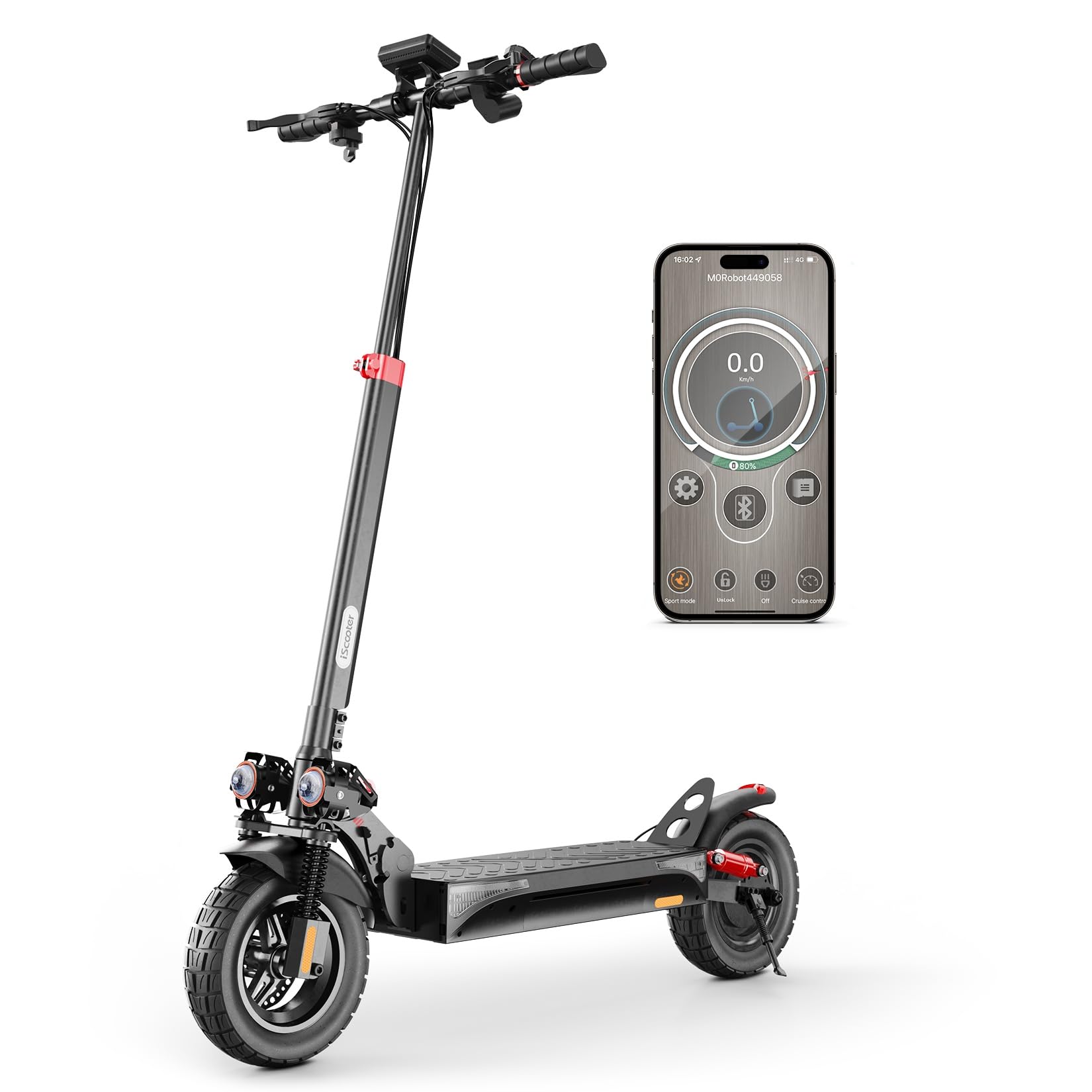 iScooter IX4 Monopattino Elettrico Adulti Fuoristrada 10'', Batteria da 48 V 15 Ah, Autonomia Massima 45 km, Pieghevole Design, Controllo Tramite App, Portata Massima 150 Kg, Ammortizzatore Quadruplo