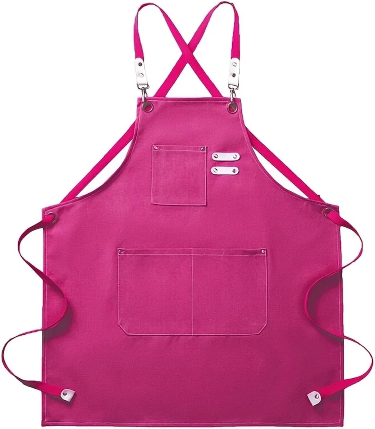 1pc Thickened Canvas Apron With Pockets Durable Crossback Adjustable