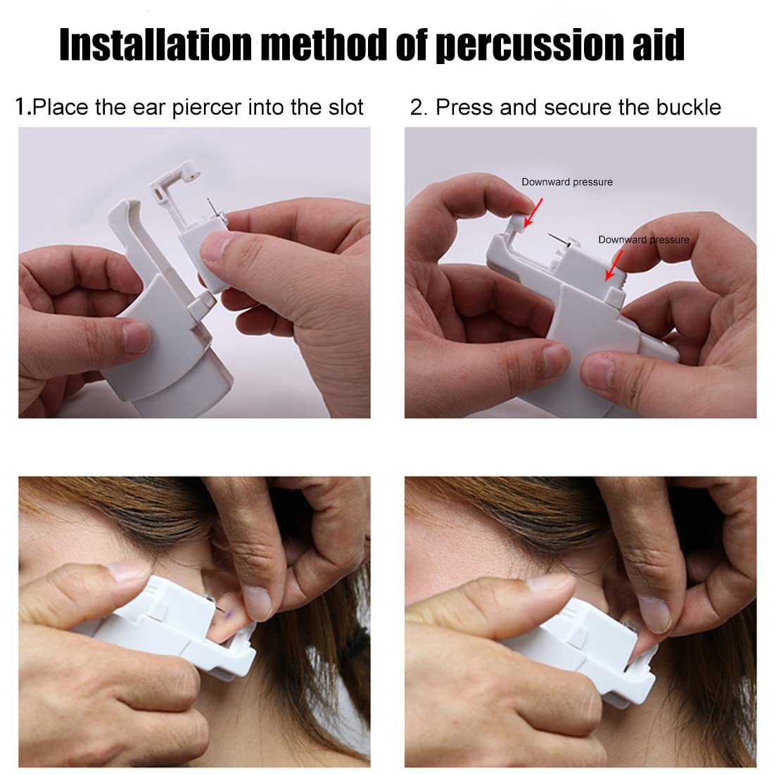 Pistolas Desechables para Piercing de Oreja Blanco Kit de Perforación sin Dolor Portátil