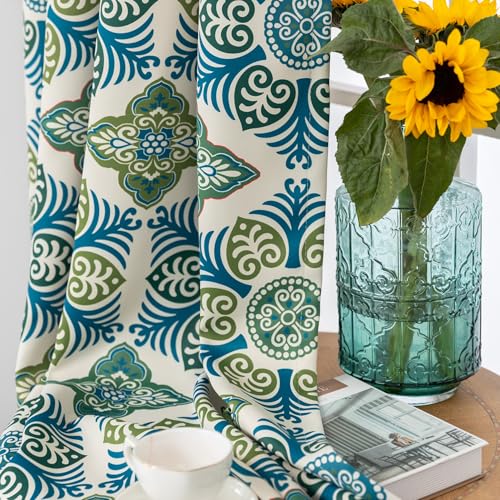 Image of 80% Blackout Curtains for Bedroom, Geometry Window Drapes 96 Inch Length for Living Room, Thermal Insulated Grommet Curtains, 2 Panels