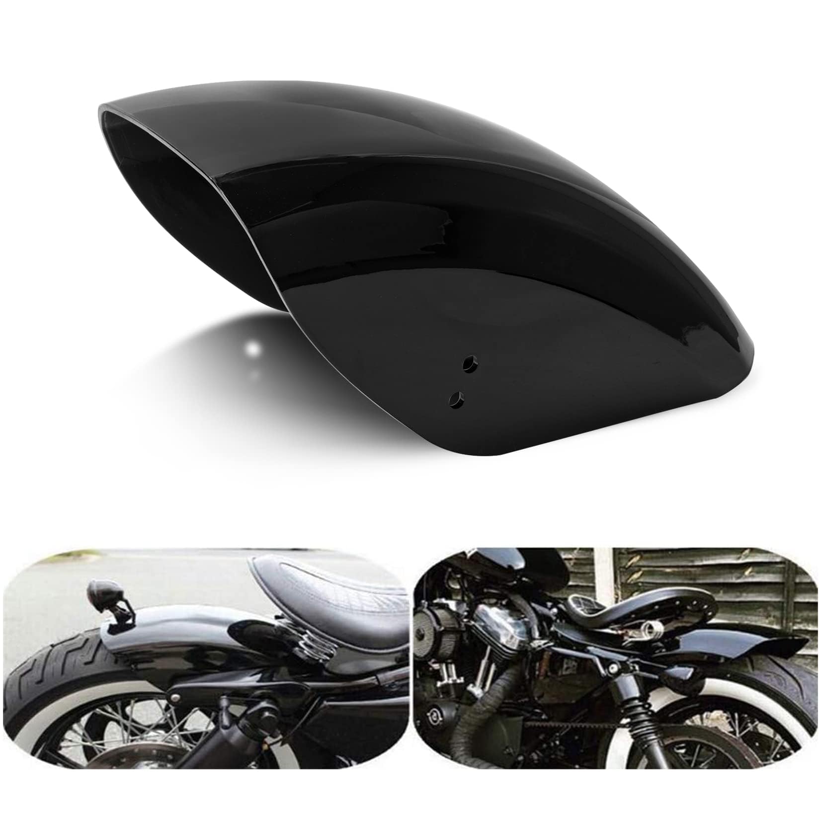 psler Garde-Boue Arrière Moto pour Harley-Davidson 1986-2022 Et La Plupart des Modèles De Motos(Plastique ABS) Noir